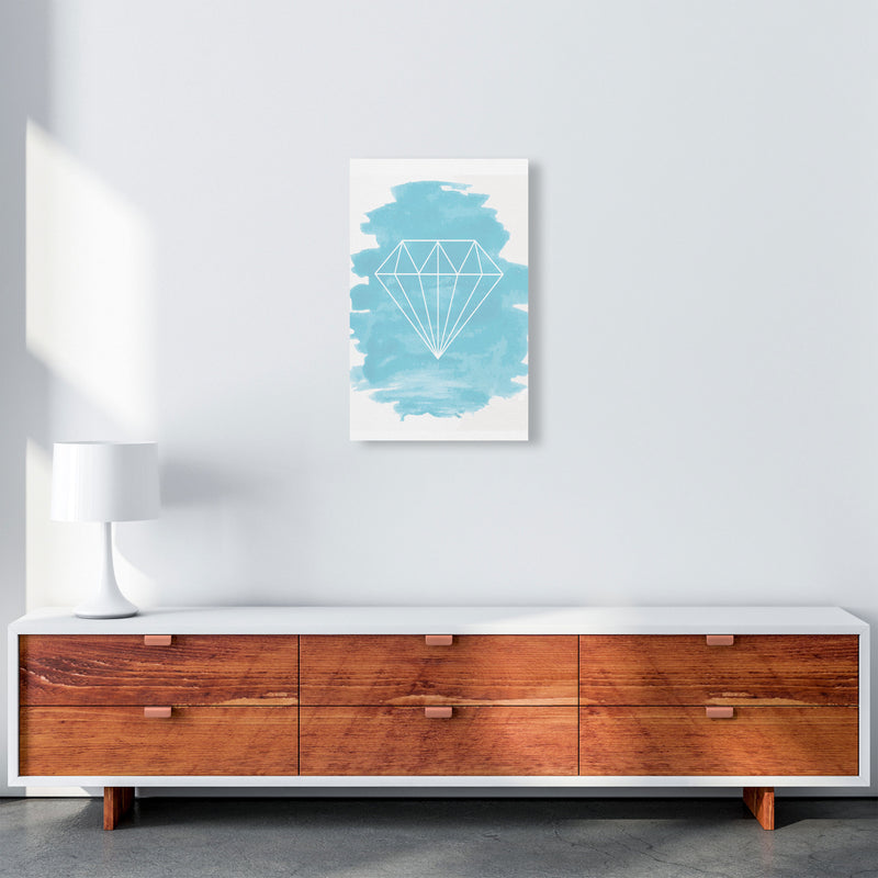 Geo Diamond Light Blue Watercolour Modern Print A3 Canvas