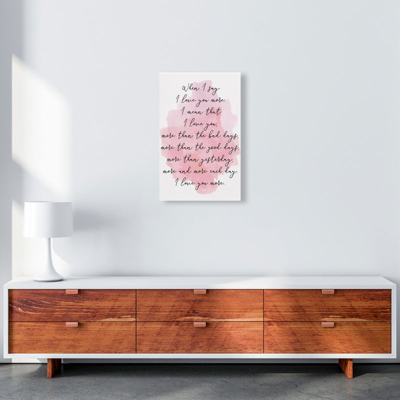 Love You More Pink Watercolour Modern Print A3 Canvas