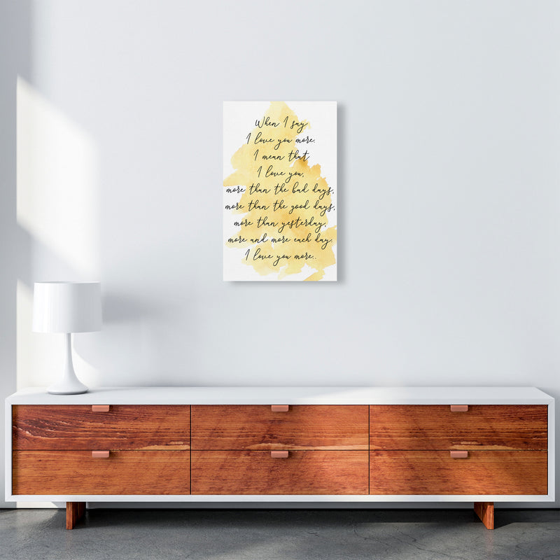 Love You More Yellow Watercolour Modern Print A3 Canvas