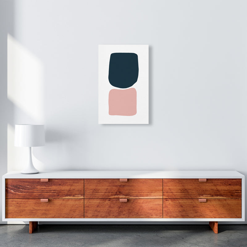 Pink And Navy Abstract Stones 2 Art Print by Pixy Paper A3 Canvas
