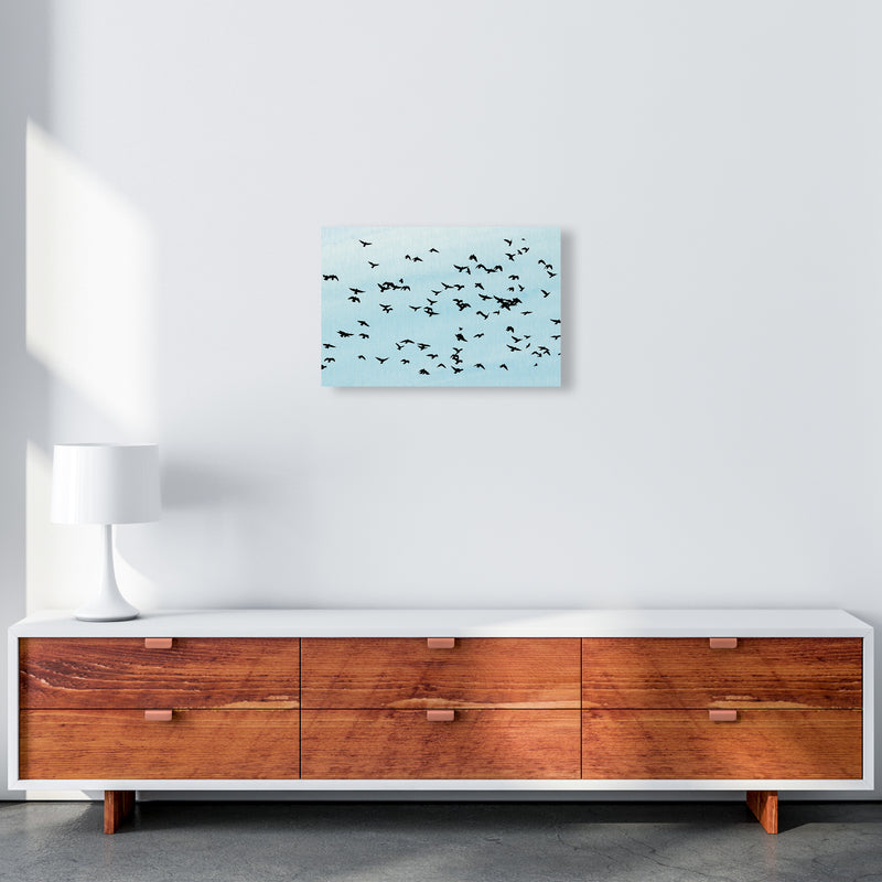 Flock Of Birds Landscape Blue Sky Art Print by Pixy Paper A3 Canvas