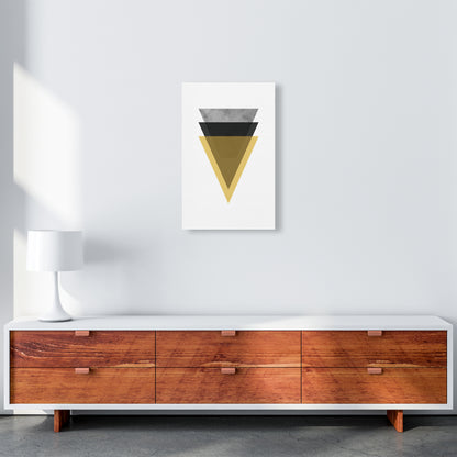 Geometric Mustard And Black Triangles  Art Print by Pixy Paper A3 Canvas