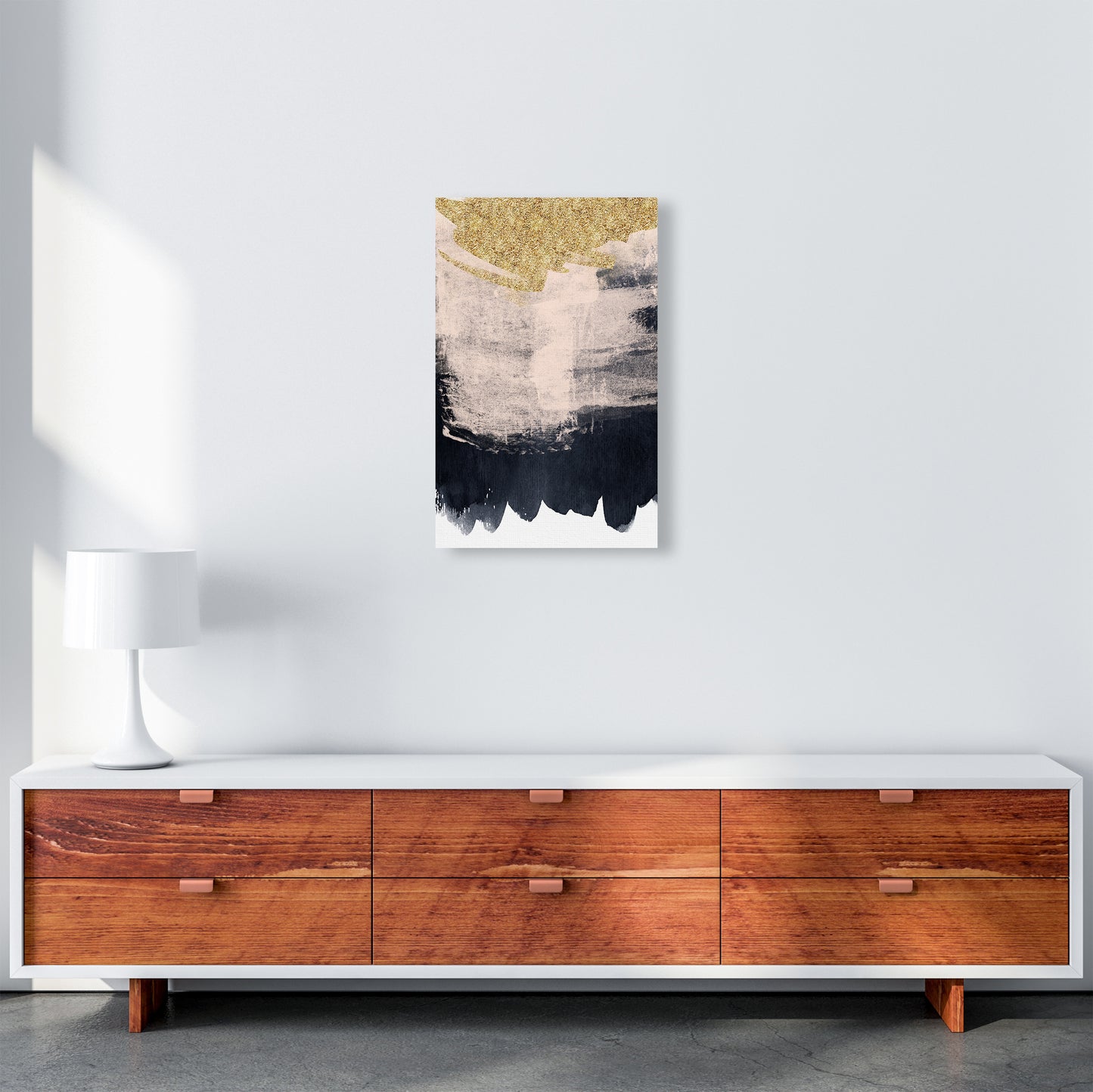 Lux Full Navy And Pink Paint Strokes  Art Print by Pixy Paper A3 Canvas