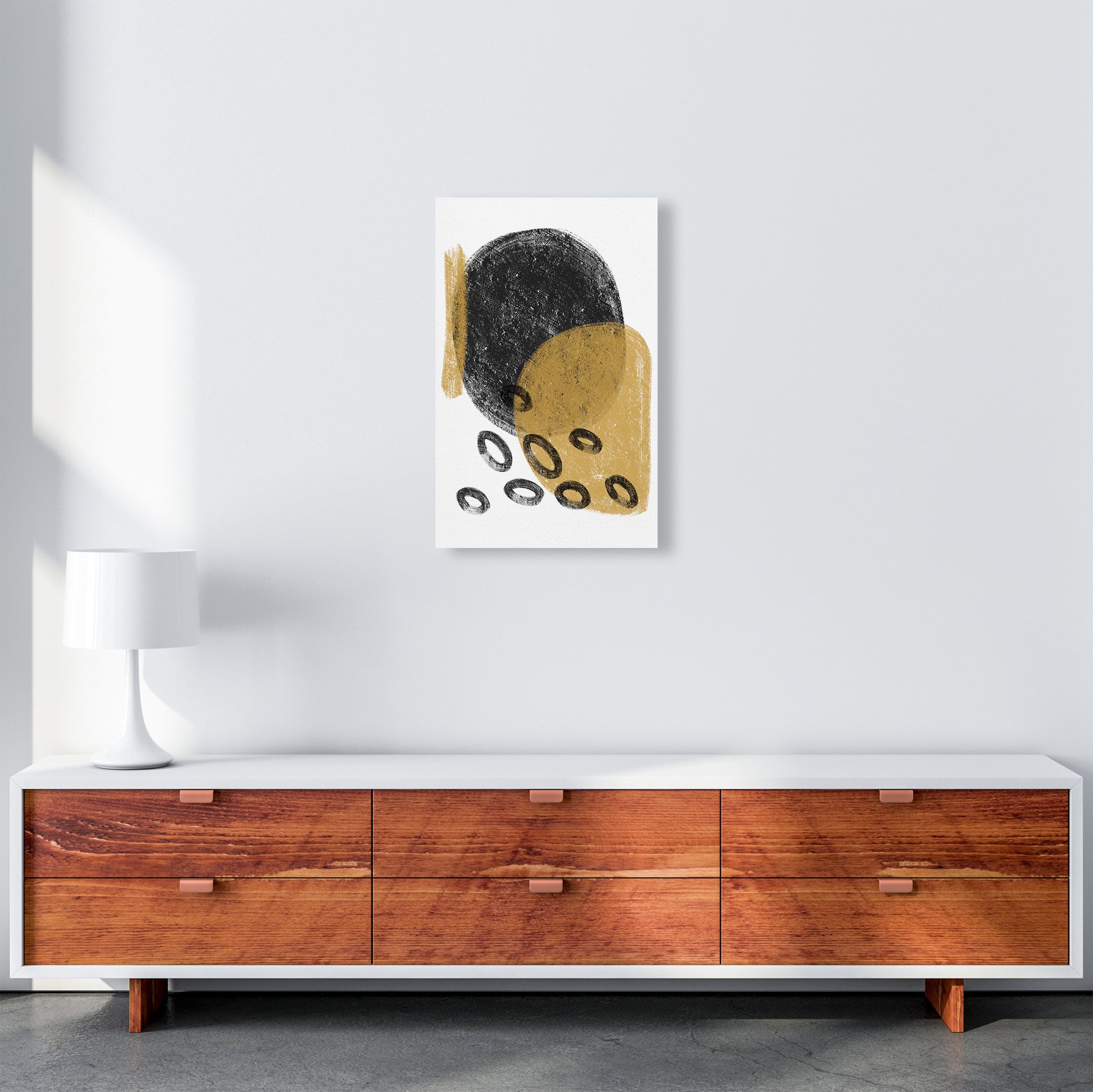 Dalia Chalk Black And Gold Bubbles  Art Print by Pixy Paper A3 Canvas