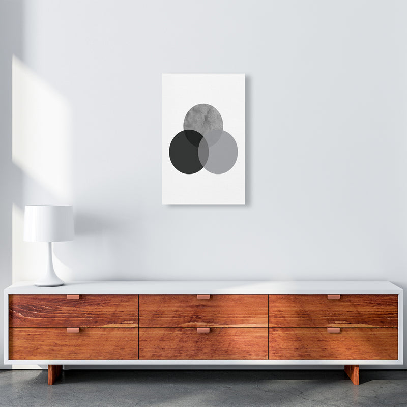 Geometric Grey And Black Circles  Art Print by Pixy Paper A3 Canvas