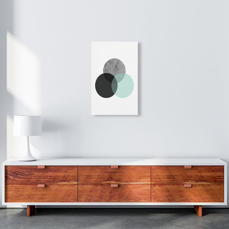 Geometric Mint And Black Circles  Art Print by Pixy Paper A3 Canvas