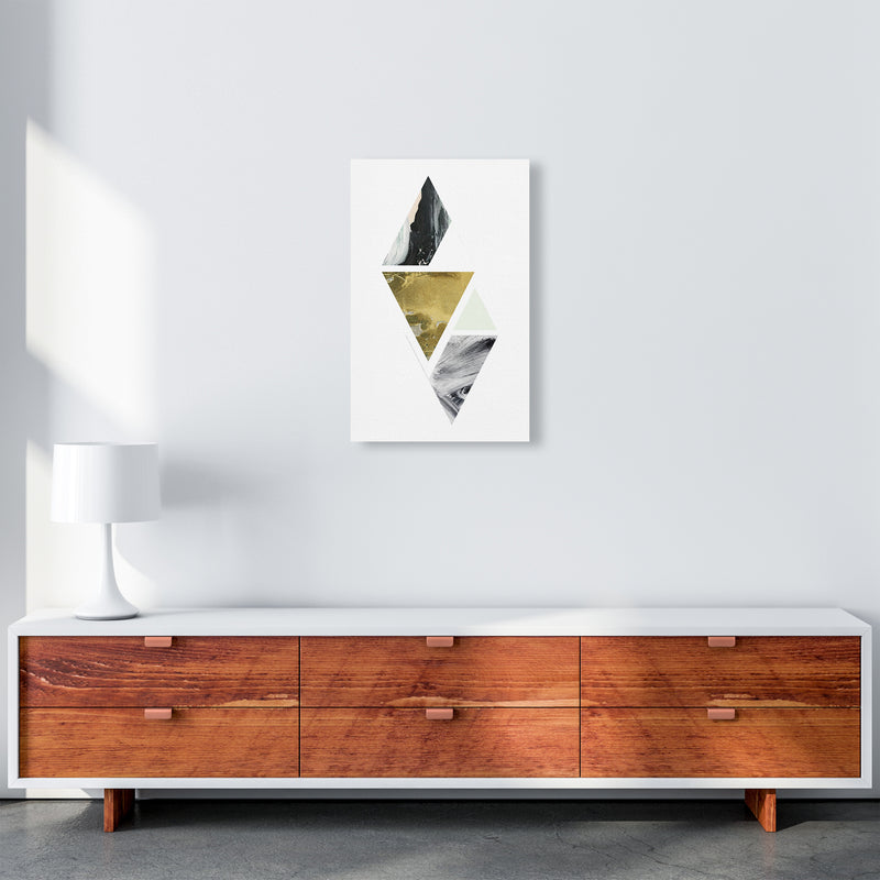 Green Marble Triangles Abstract  Art Print by Pixy Paper A3 Canvas