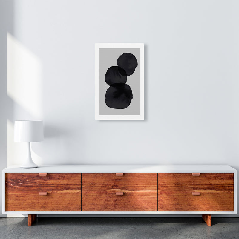 Grey And Black Stacked Circles Art Print by Pixy Paper A3 Canvas