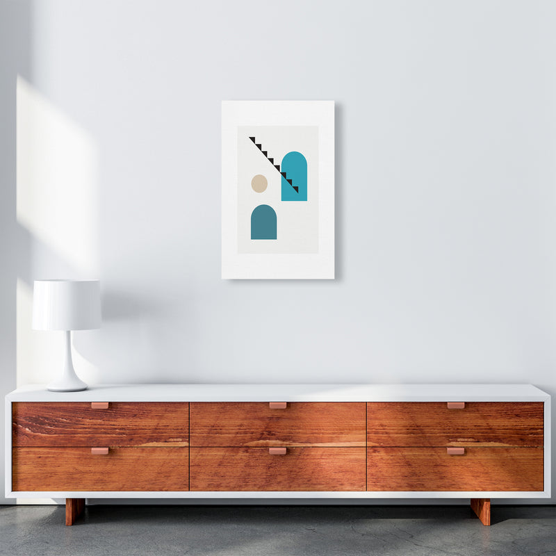 Mita Teal Stairs Left N3  Art Print by Pixy Paper A3 Canvas