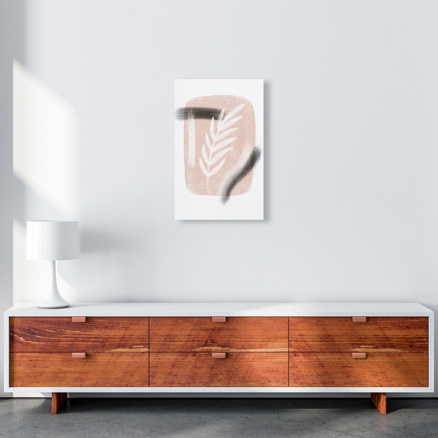 Dalia Chalk White Leaf  Art Print by Pixy Paper A3 Canvas