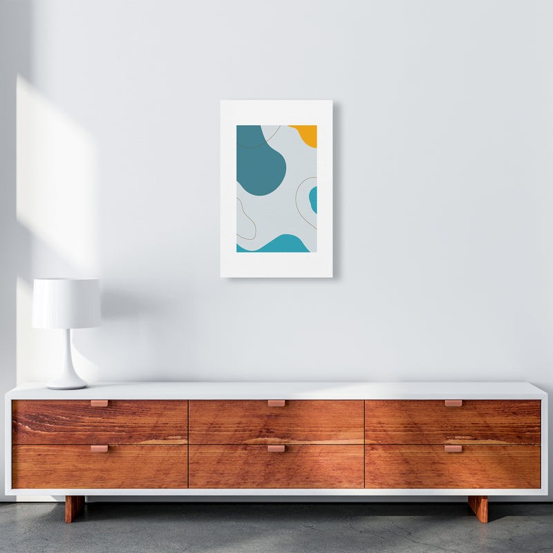 Mita Teal Abstract N16  Art Print by Pixy Paper A3 Canvas