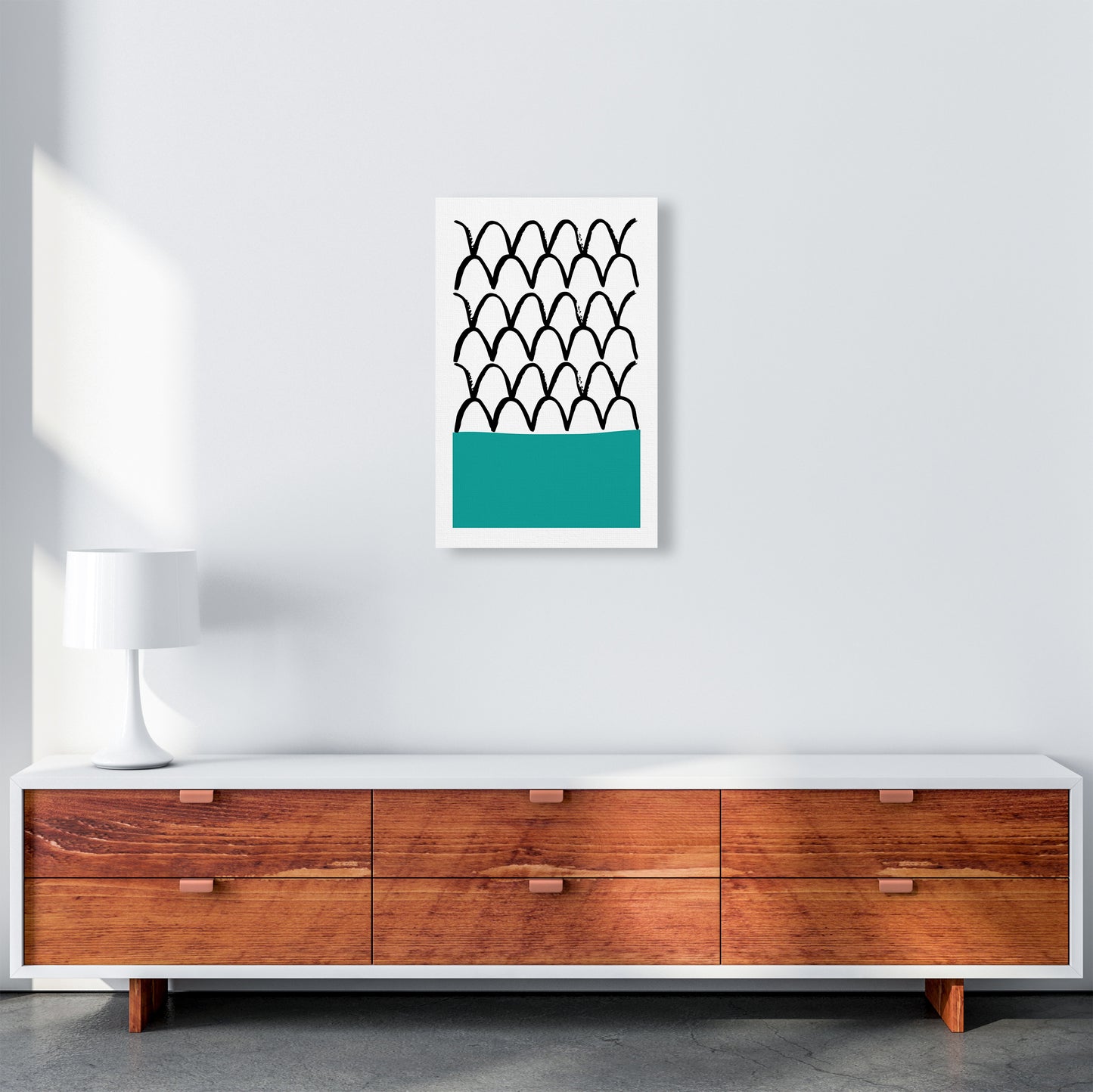 Teal Fishscales Neon Funk  Art Print by Pixy Paper A3 Canvas