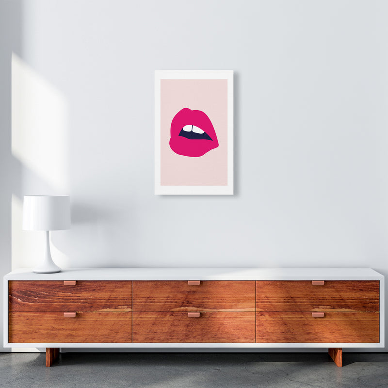 Pink Lips Salmon Back  Art Print by Pixy Paper A3 Canvas