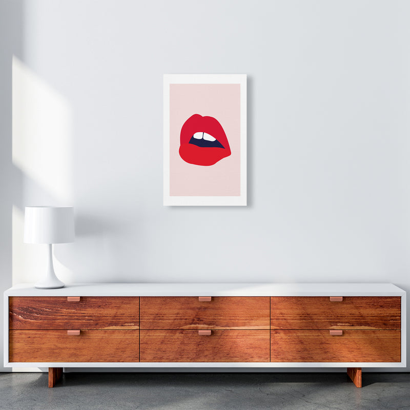 Red Lips Salmon Back  Art Print by Pixy Paper A3 Canvas
