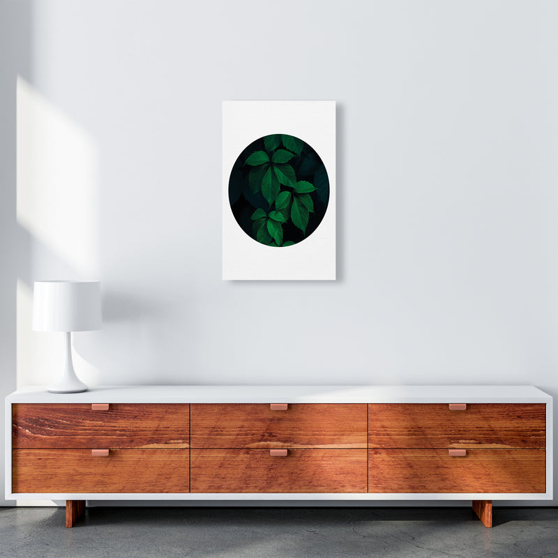 Deep Green Leaf Circle  Art Print by Pixy Paper A3 Canvas