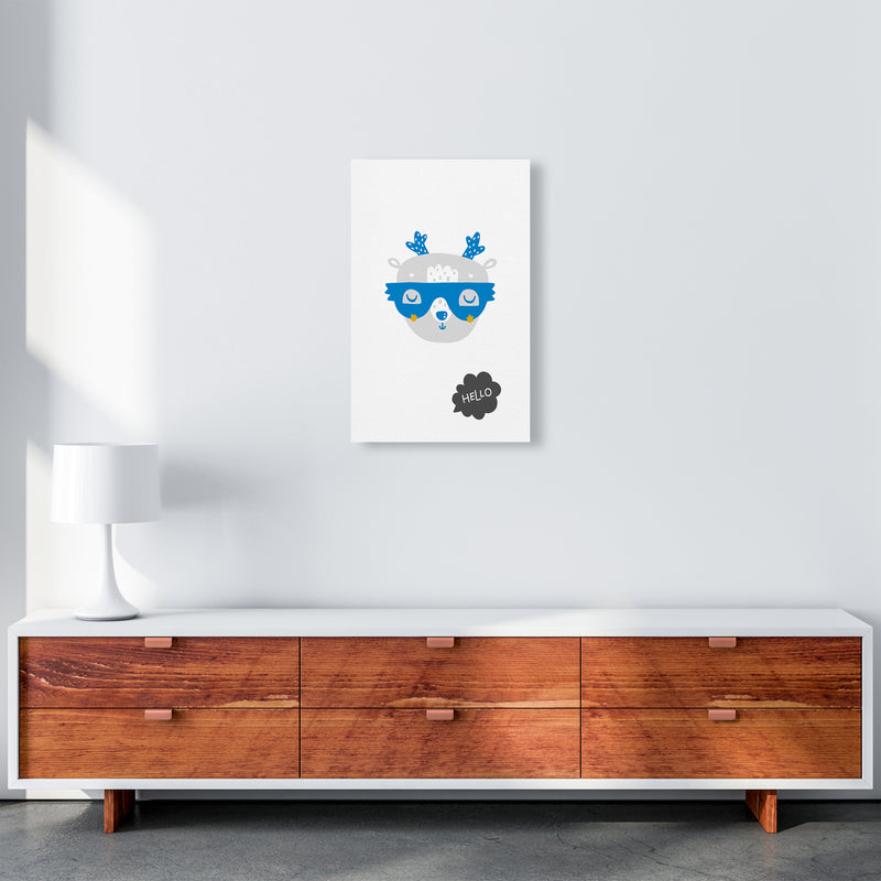Hello Animal Blue Super Scandi  Art Print by Pixy Paper A3 Canvas