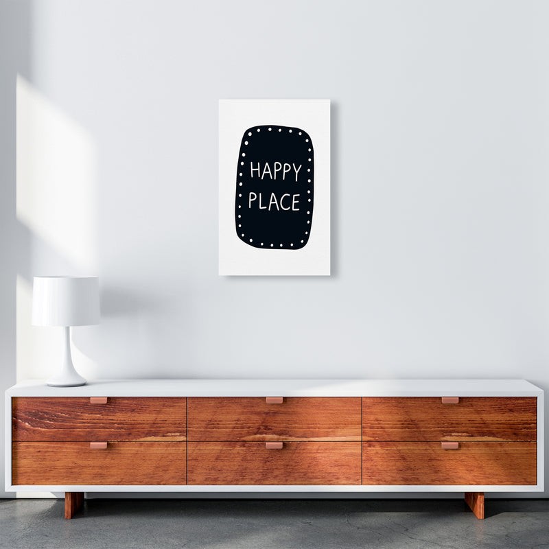 Happy Place Super Scandi Black  Art Print by Pixy Paper A3 Canvas
