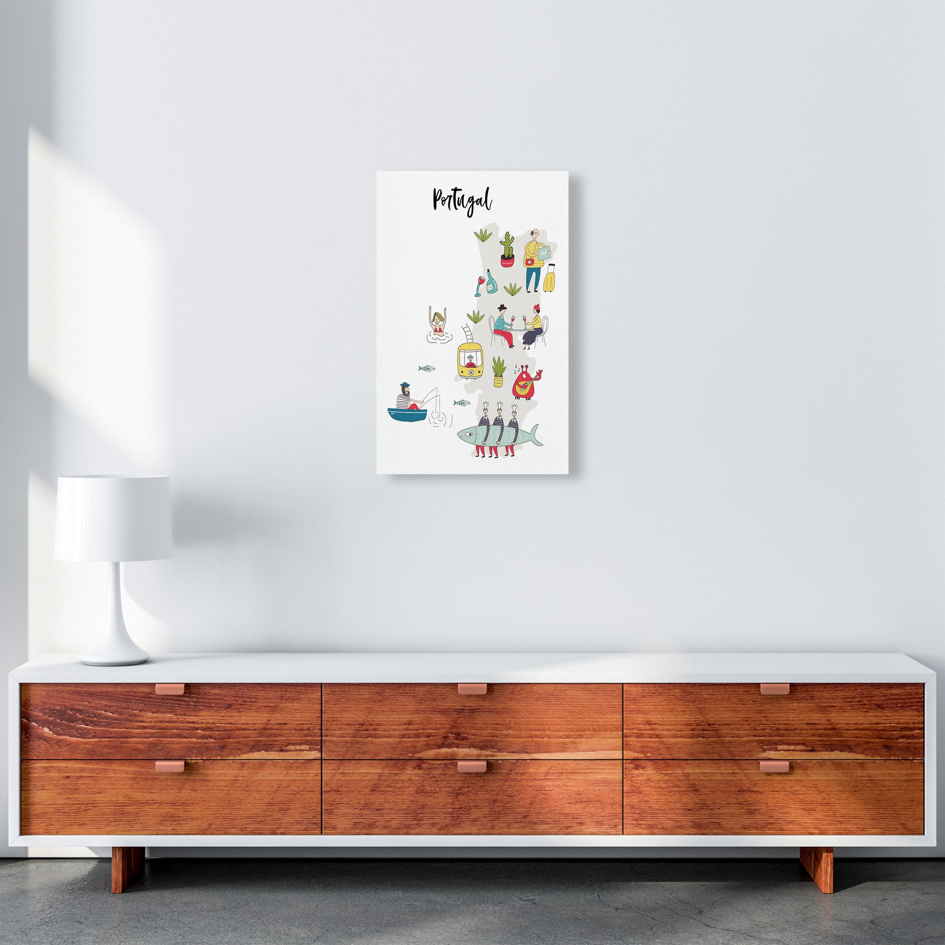 Portugal Map  Art Print by Pixy Paper A3 Canvas