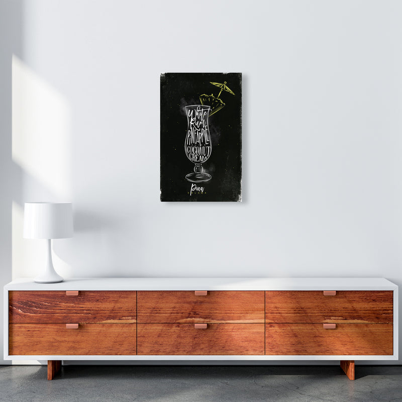 Pina Colada Cocktail Black  Art Print by Pixy Paper A3 Canvas