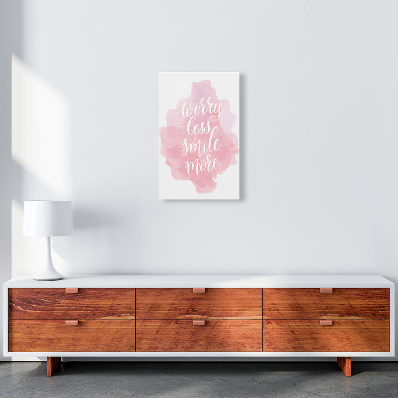 Worry Less Smile More  Art Print by Pixy Paper A3 Canvas