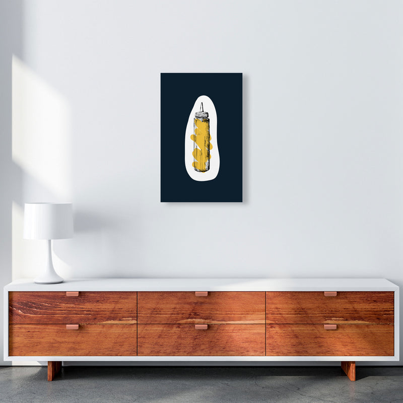 Kitchen Pop Mustard Navy Art Print by Pixy Paper A3 Canvas