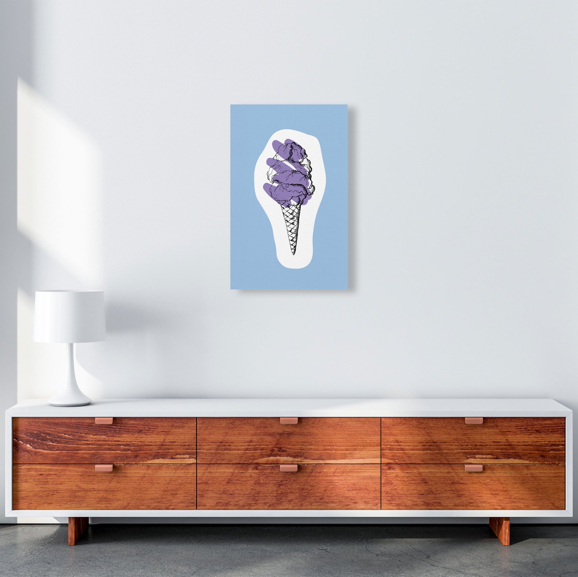Kitchen Pop Ice Cream Blue Art Print by Pixy Paper A3 Canvas