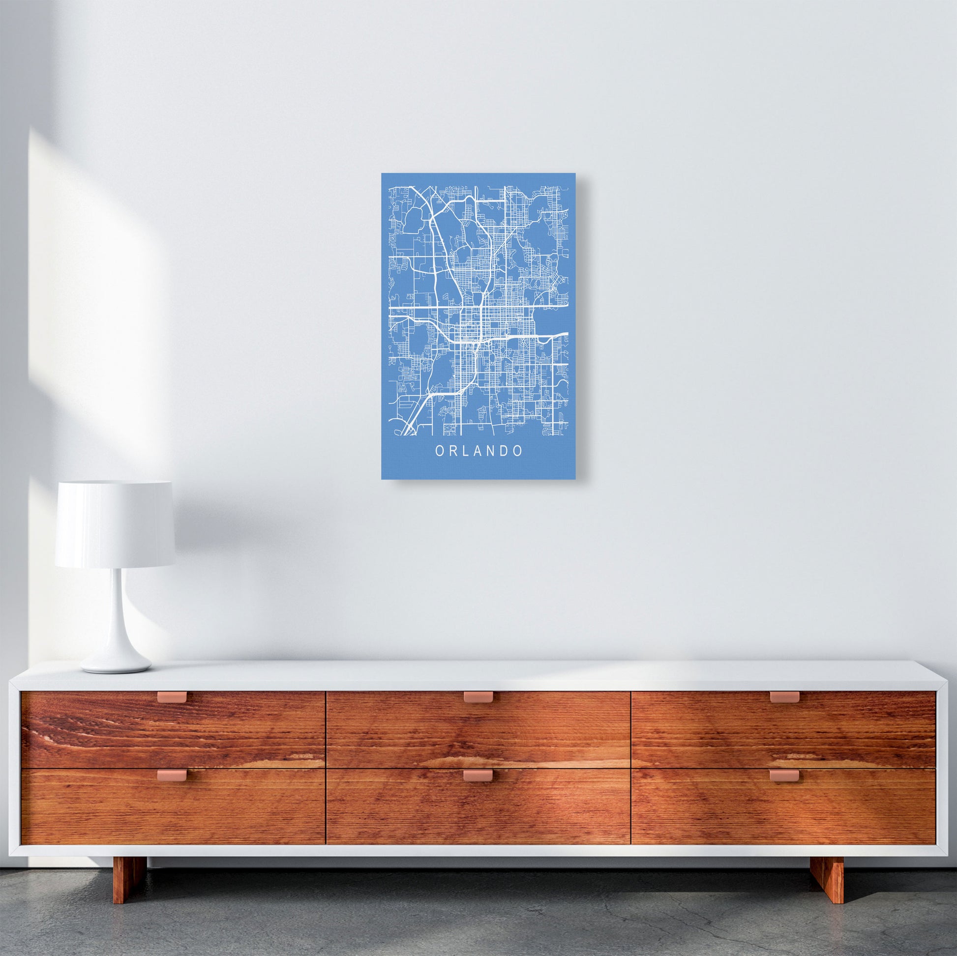 Orlando Map Blueprint Art Print by Pixy Paper A3 Canvas