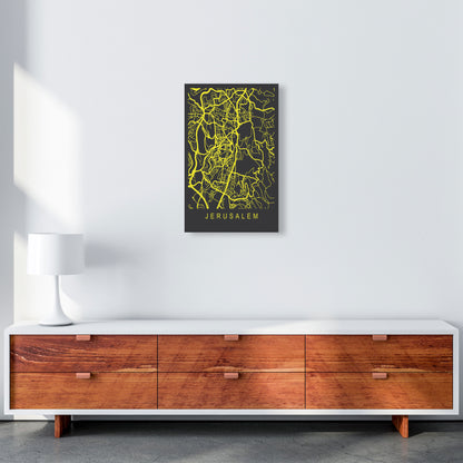Jerusalem Map Neon Art Print by Pixy Paper A3 Canvas