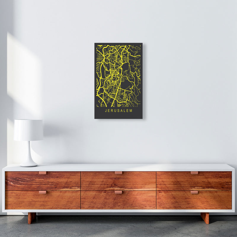 Jerusalem Map Neon Art Print by Pixy Paper A3 Canvas
