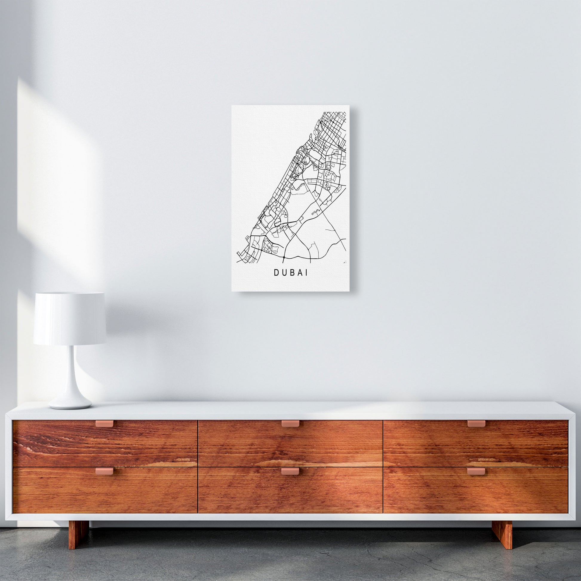 Dubai Map Art Print by Pixy Paper A3 Canvas