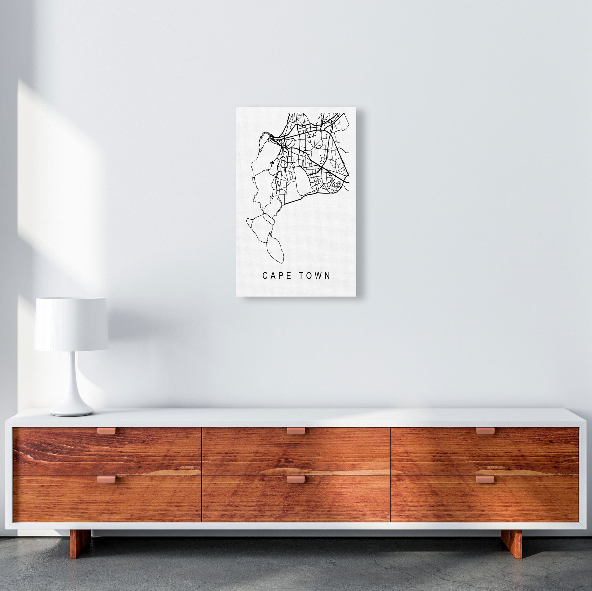 Cape Town Map Art Print by Pixy Paper A3 Canvas