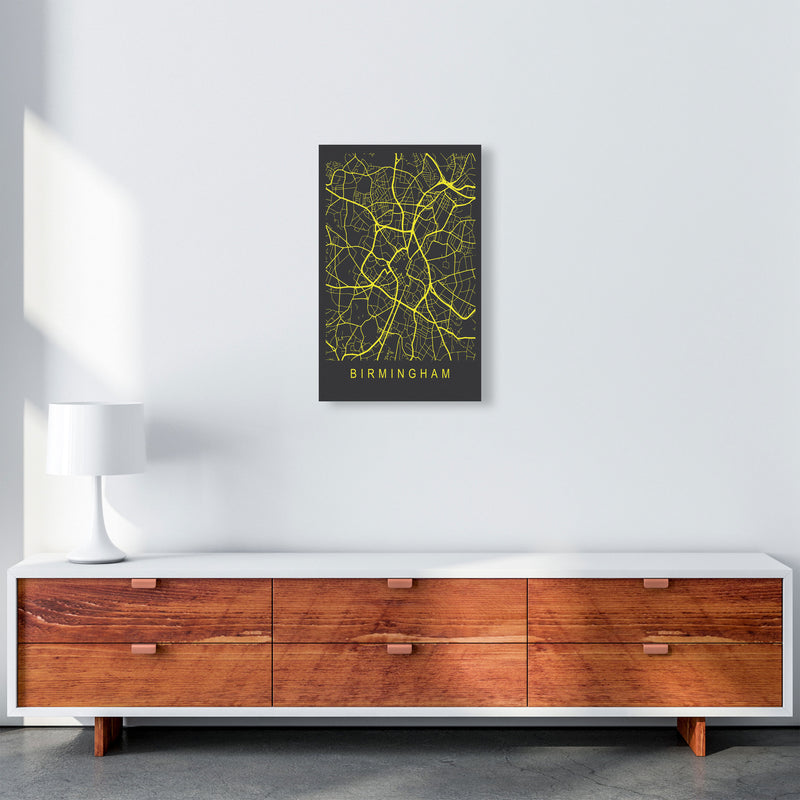 Birmingham Map Neon Art Print by Pixy Paper A3 Canvas