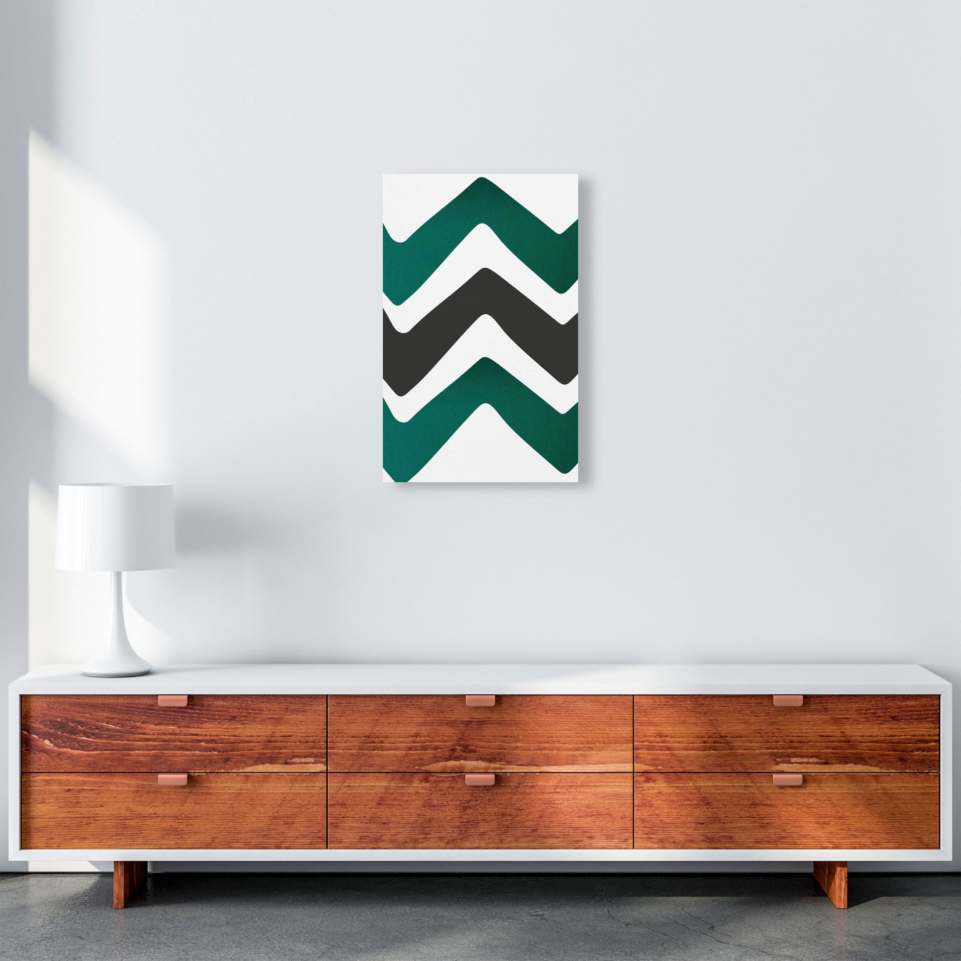 Zig zags emerald Art Print by Pixy Paper A3 Canvas