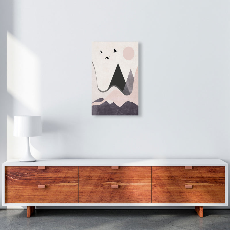 Hills and mountains pink cotton Art Print by Pixy Paper A3 Canvas
