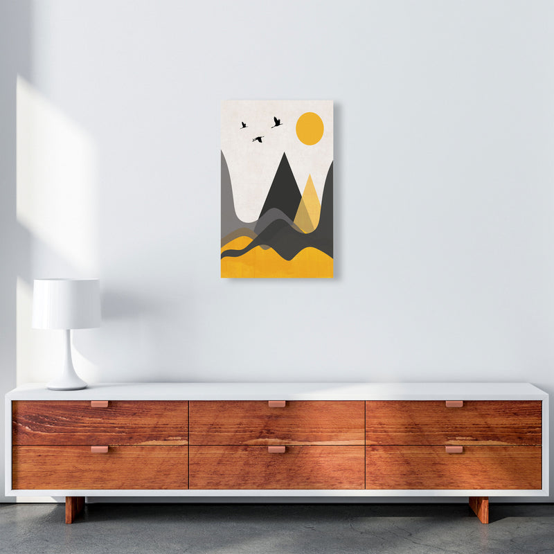 Hills and mountains mustard Art Print by Pixy Paper A3 Canvas