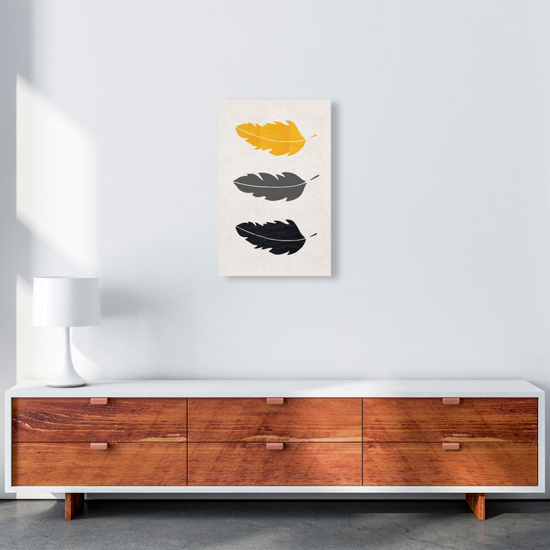 Feathers Mustard Art Print by Pixy Paper A3 Canvas