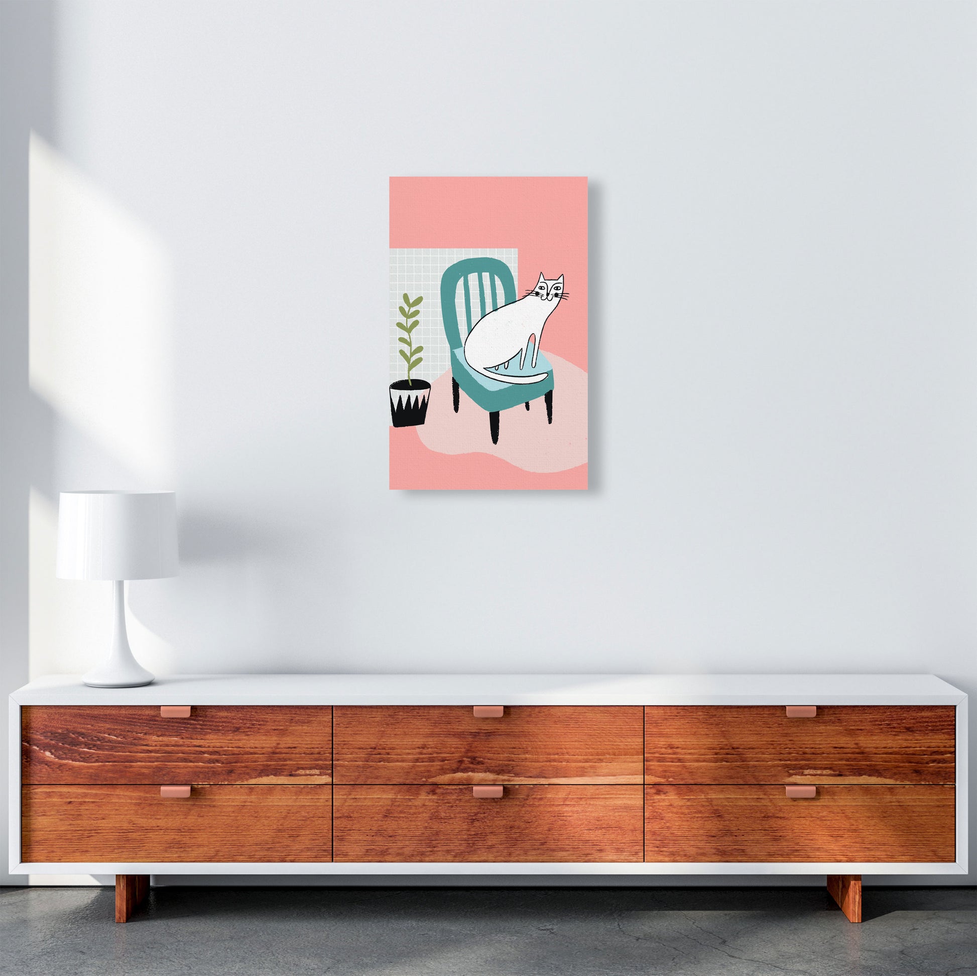 The Cat's Chair Art Print by Pixy Paper A3 Canvas