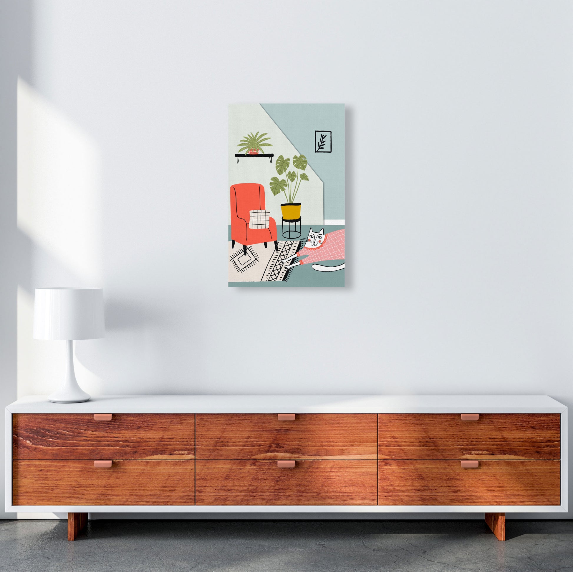 Cat At Home Art Print by Pixy Paper A3 Canvas