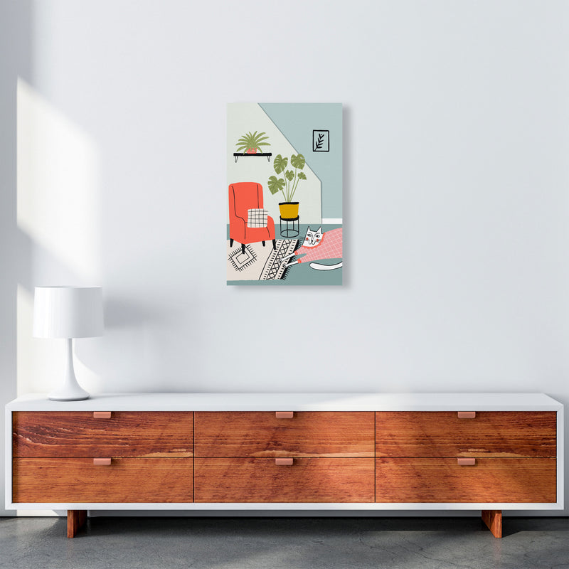 Cat At Home Art Print by Pixy Paper A3 Canvas