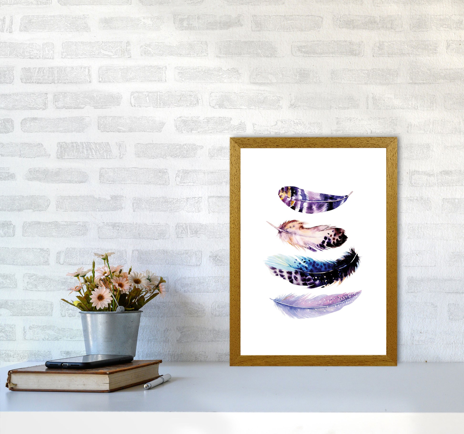 Purple Bird Feathers Abstract Modern Print A3 Print Only