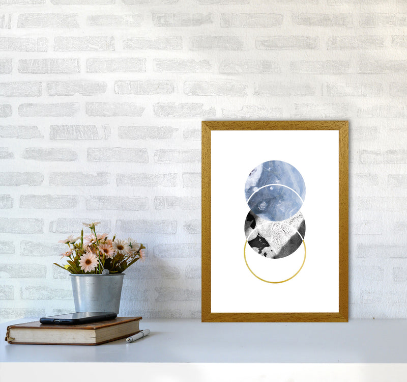 Blue And Gold Abstract Circles Modern Print A3 Print Only