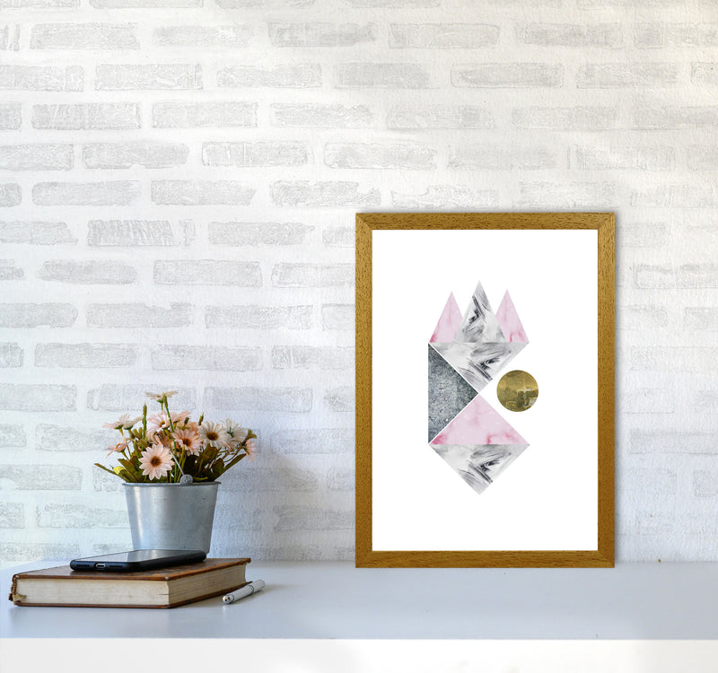 Pink And Grey Abstract Triangles Modern Print A3 Print Only