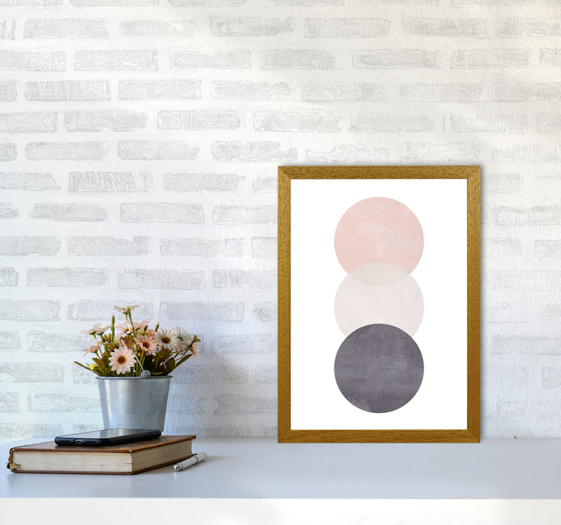 Cotton, Pink And Grey Abstract Circles Modern Print A3 Print Only