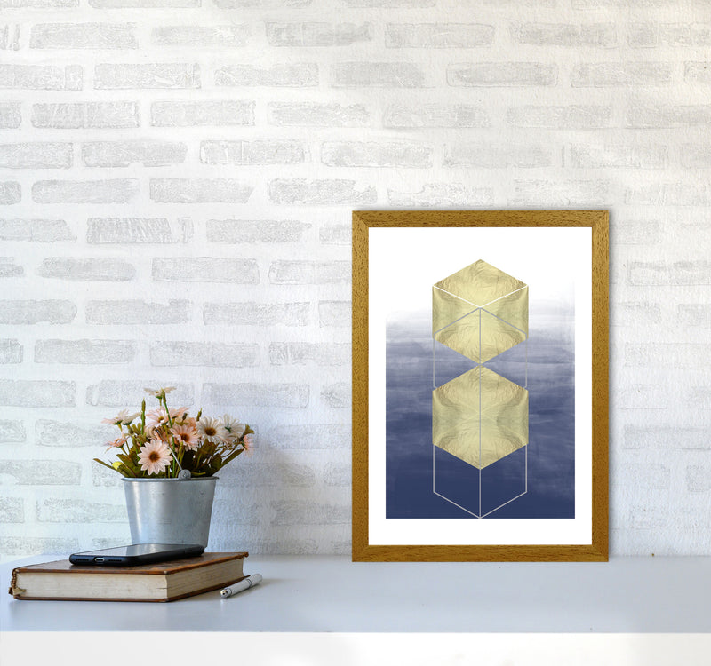 Navy And Gold Abstract Hexagons Modern Print A3 Print Only