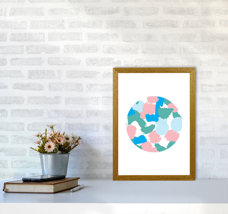 Pink And Green Paint Splodge Circle Abstract Modern Print A3 Print Only