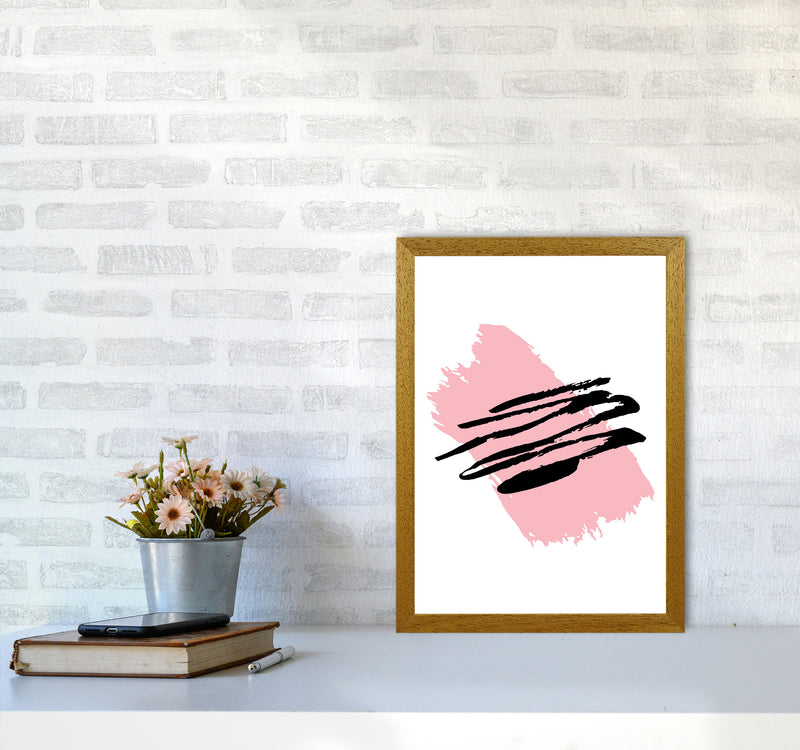 Pink Jaggered Paint Brush Abstract Modern Print A3 Print Only