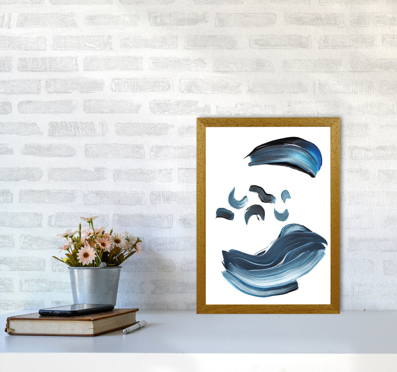 Dark Blue And Grey Abstract Paint Strokes Modern Print A3 Print Only