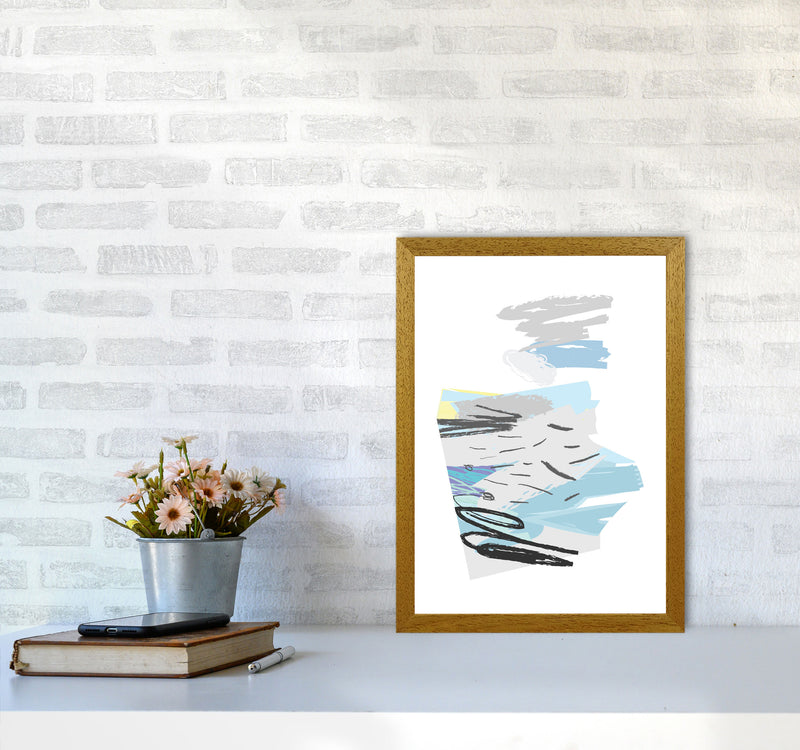 Blue And Grey Abstract Drawings Modern Print A3 Print Only