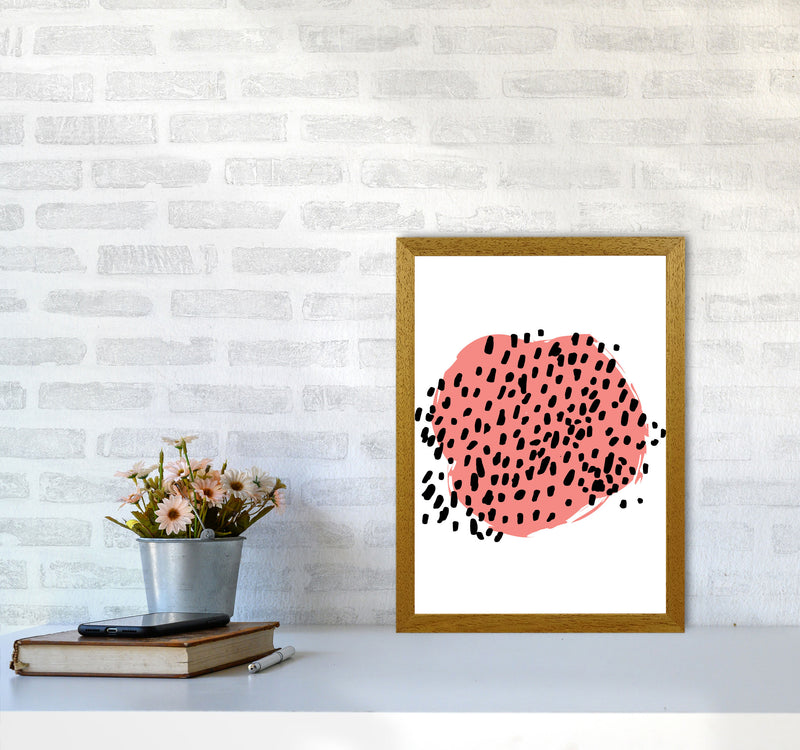 Coral Blob With Black Polka Dots Abstract Modern Print A3 Print Only
