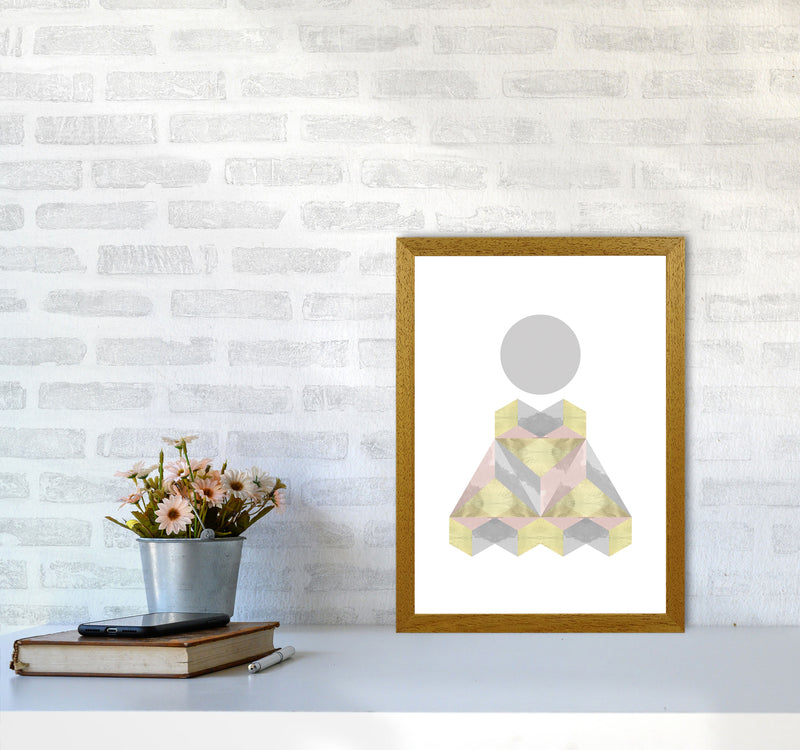 Gold, Pink And Grey Abstract Shapes Modern Print A3 Print Only